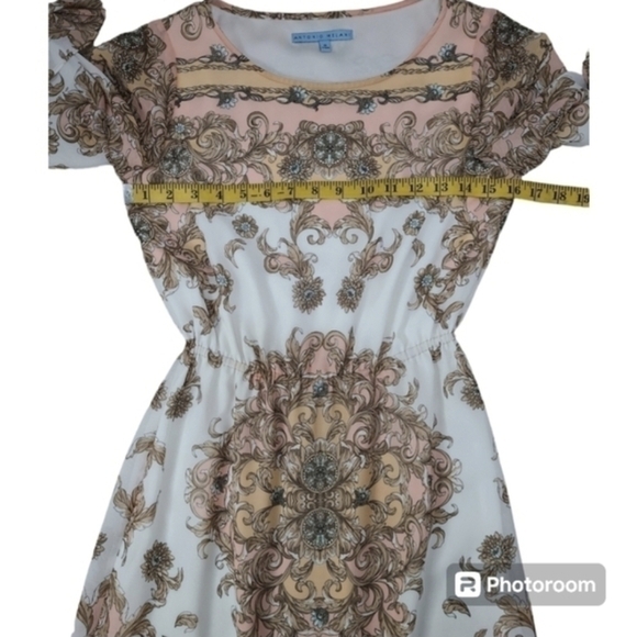 Antonio Melanie Neutral Paisley Print Dress Size 0 - Picture 7 of 15